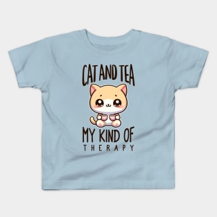 Cats & Tea My Therapy Kids T-Shirt